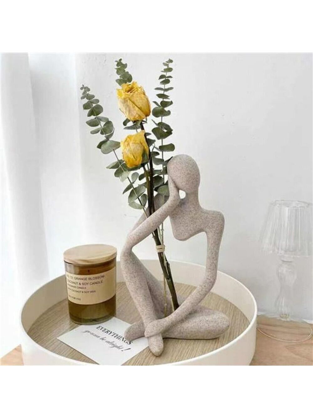 Thinker Sculptures Sandstone Resin Thinker Statue Ornaments Abstract Style Desk
